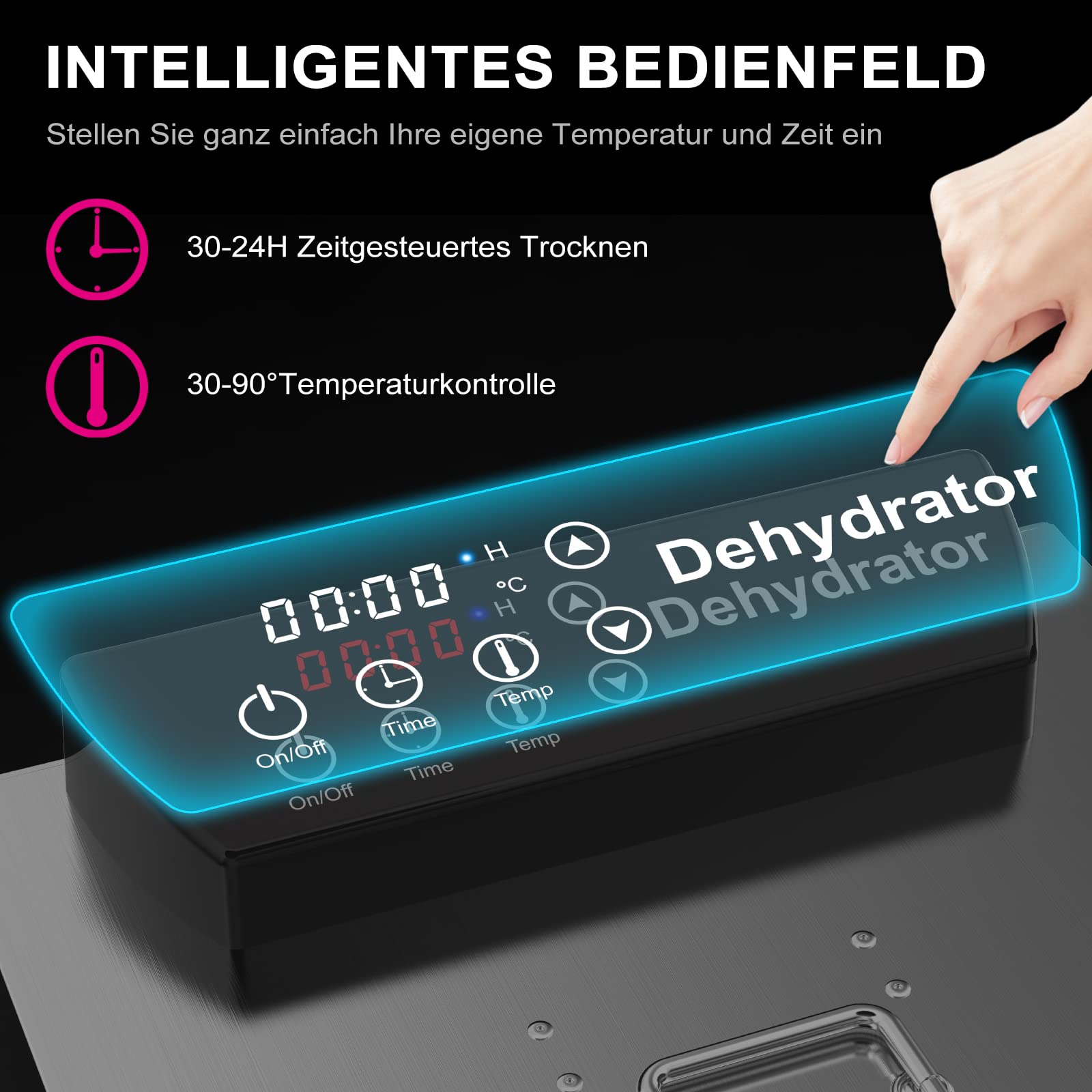 Lecon Dehydrator Stainless Steel Dehydrator Food 30-90°C, 24-Hour Timer Dehydrator for Food, Meat, Fruit, Vegetable Dryer, Fruit Dryer, Dehydrator with Apron, Sealed Tank (8 Levels)