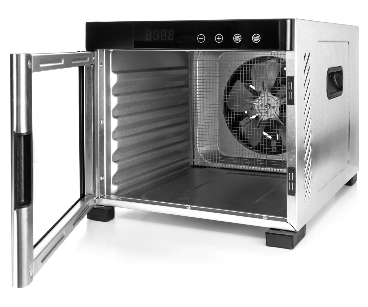 ROMMELSBACHER Dörrautomat DA 1000, XXL-Dörrfläche 1,6 m², inkl. 10 Edelstahl-Dörrtabletts, 2 Dörrgitter, 2 Dörrmatten, LED-Display, 24 Std. Zeitschaltuhr, Temperatur einstellbar (35 °C – 75 °C)